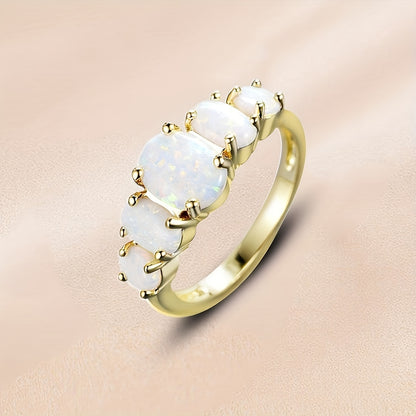 Hot Women's Fashion Cat's Eye Opal Golden Ring MyFave Boutique