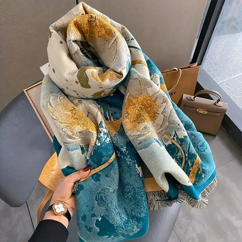 Vintage Flower Jacquard Scarf Imitation Cashmere Short Beard Soft Warm Shawl Autumn Winter Coldproof Windproof Blanket Scarf MyFave Boutique