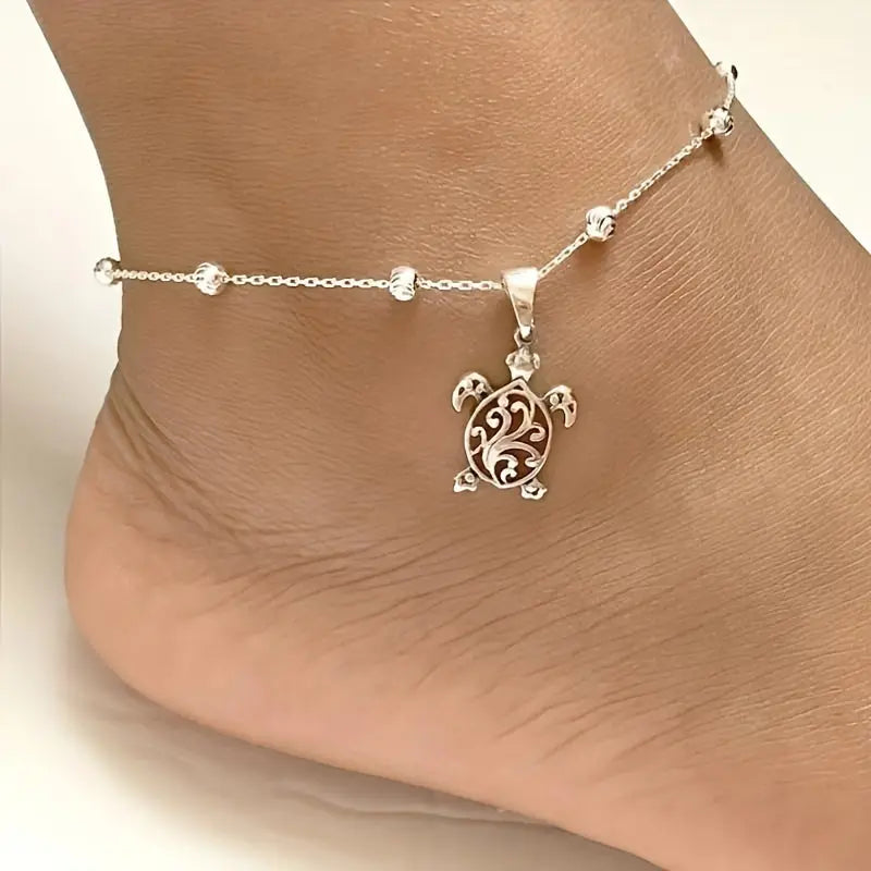 Oval Bead Chain Turtle Ankle Chain Women's Beach Vacation MyFave Boutique