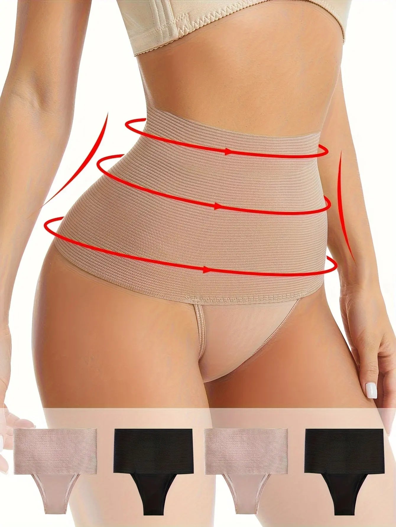 4pcs 4-Piece High-Waisted Butt Lifting Shaping Panties with Tummy Control, Breathable Shapewear for Women MyFave Boutique