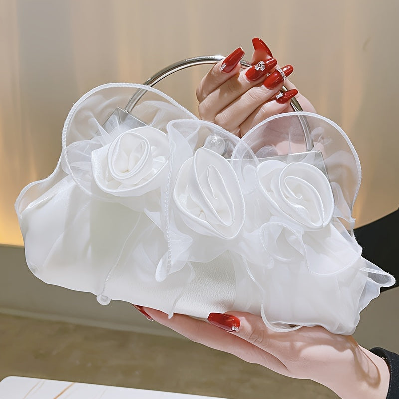 Floral Satin Evening Clutch with Detachable Strap for Women - Perfect for Wedding, Party, Prom, Betrothal MyFave Boutique