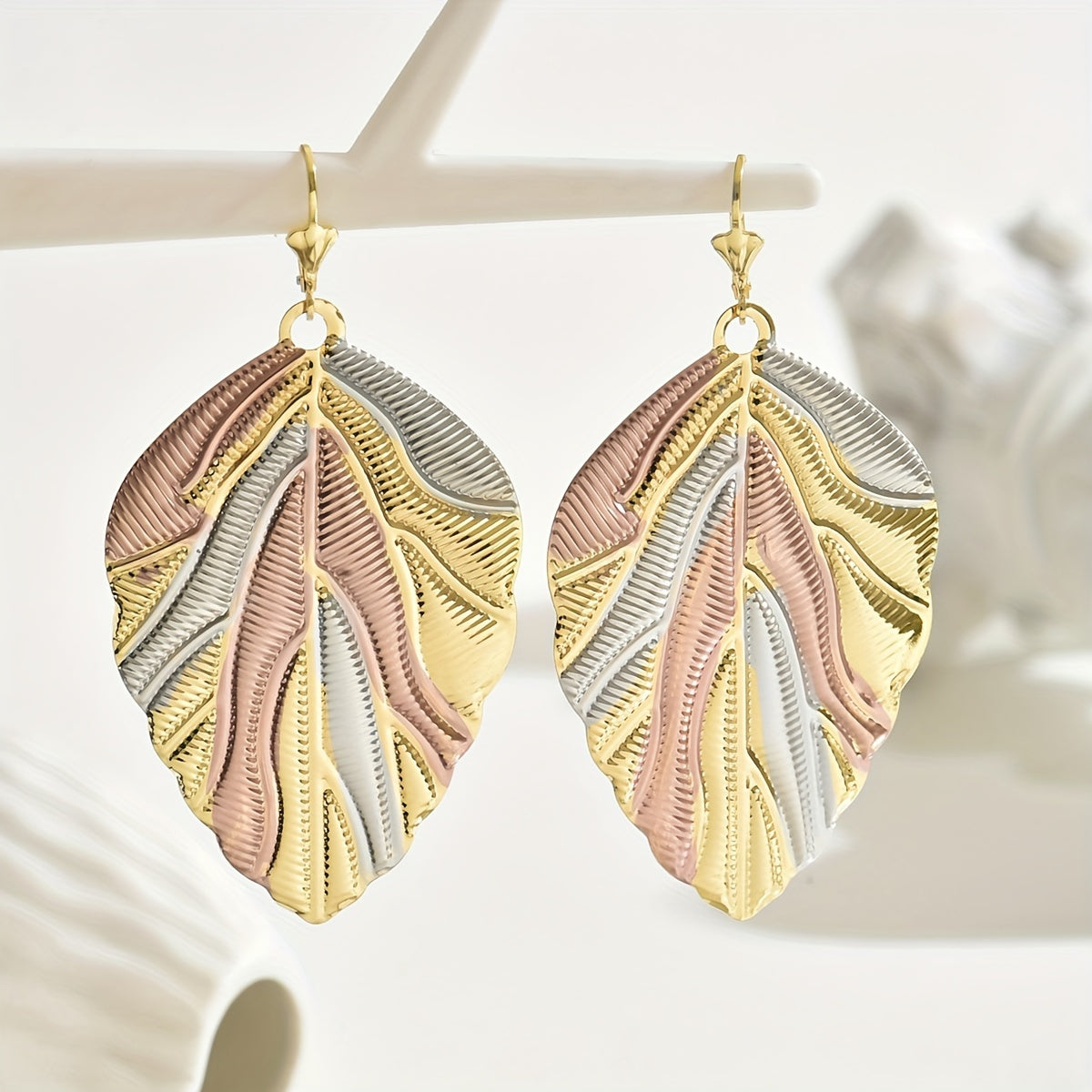 Vintage Leaf-Texture Hoop Earrings for Women - 18K Plated, Iron Crafted, No Gemstones, Stylish & Elegant Design for Parties and Vacation - One Pair MyFave Boutique