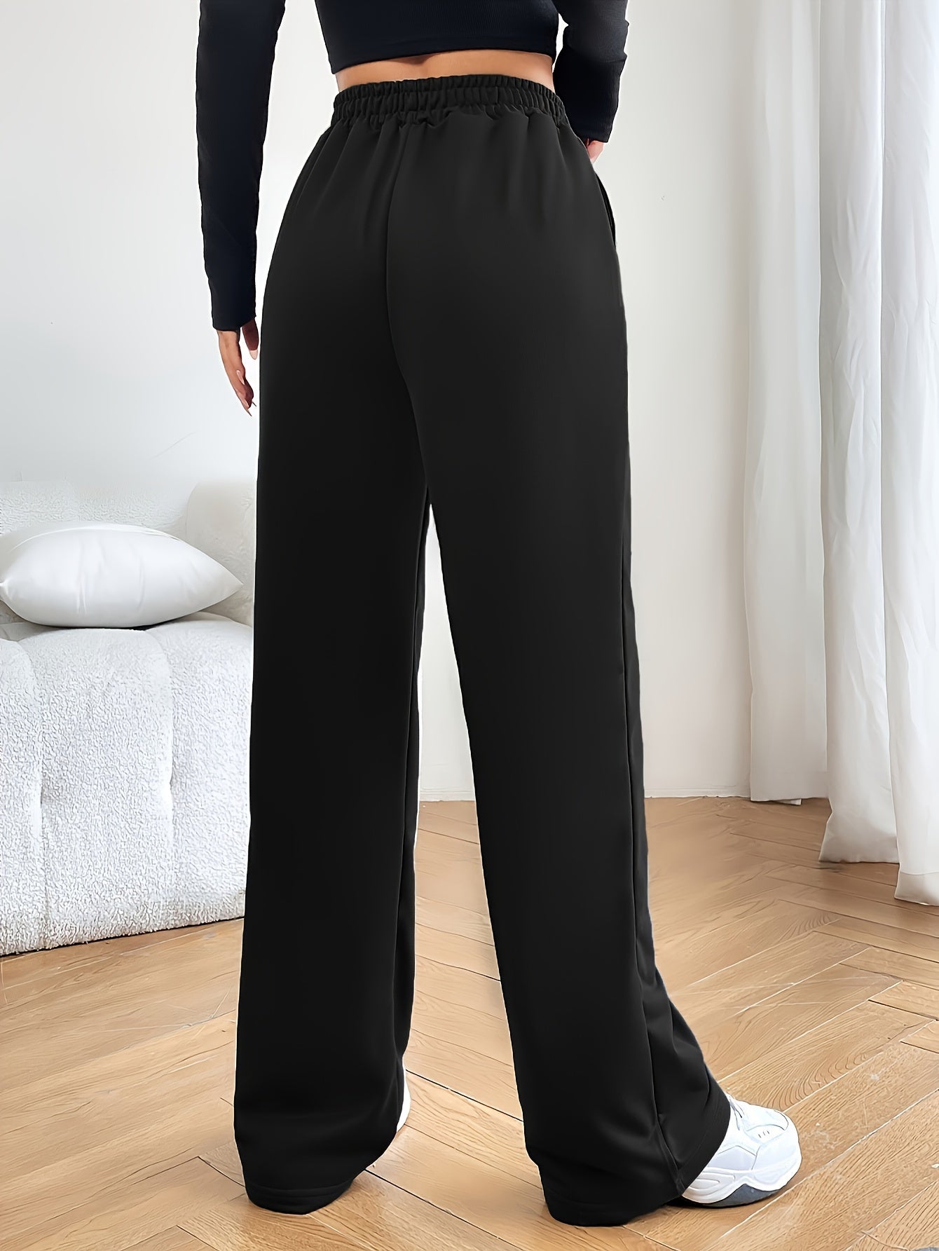 Solid Color Wide Leg Pants, Elegant High Waist Versatile Pants For Fall & Winter, Women's Clothing MyFave Boutique