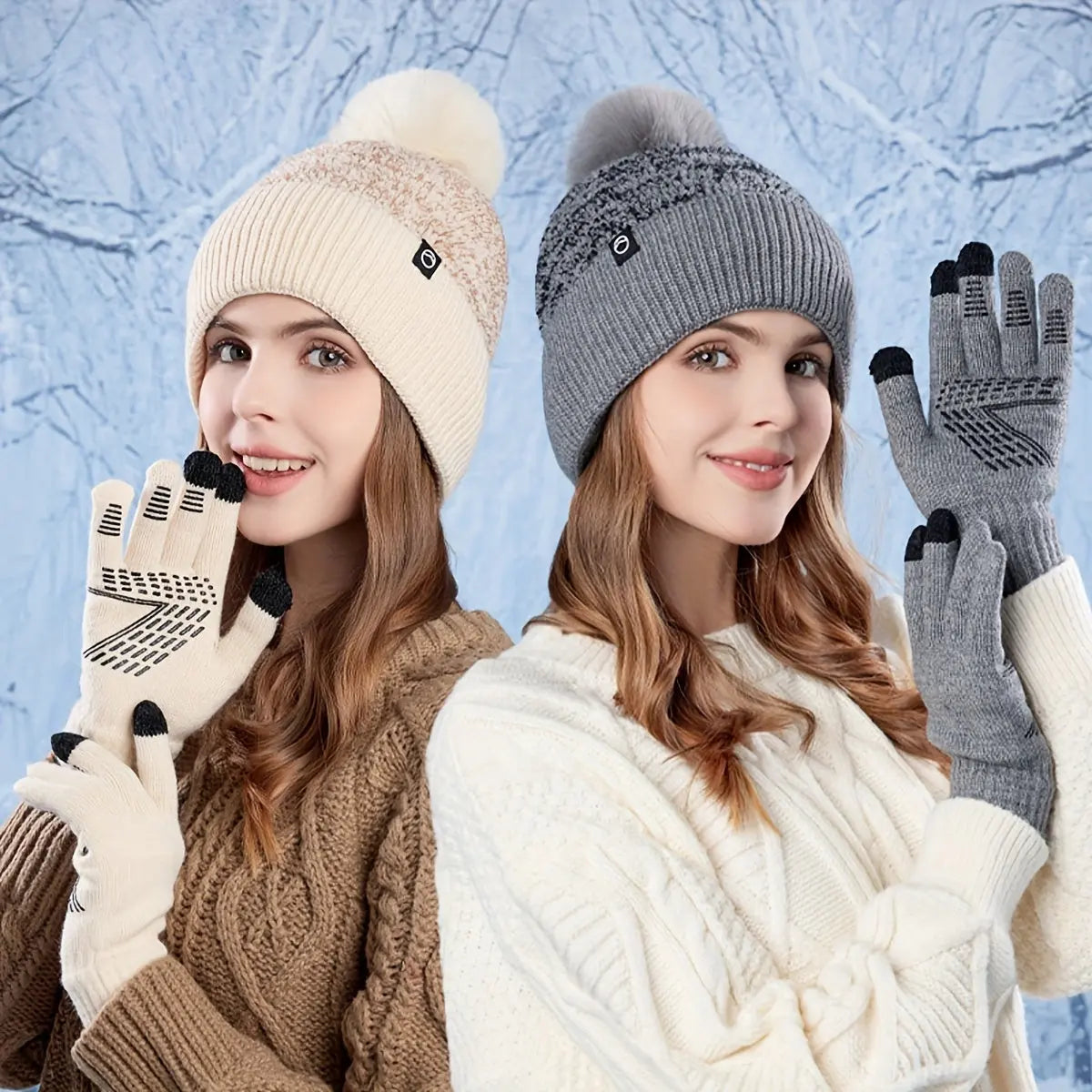 Women's Winter Beanie with Ear Flaps & Touchscreen Gloves - Cozy Knit, Thick Fleece-Lined, Stretchy & Lightweight MyFave Boutique