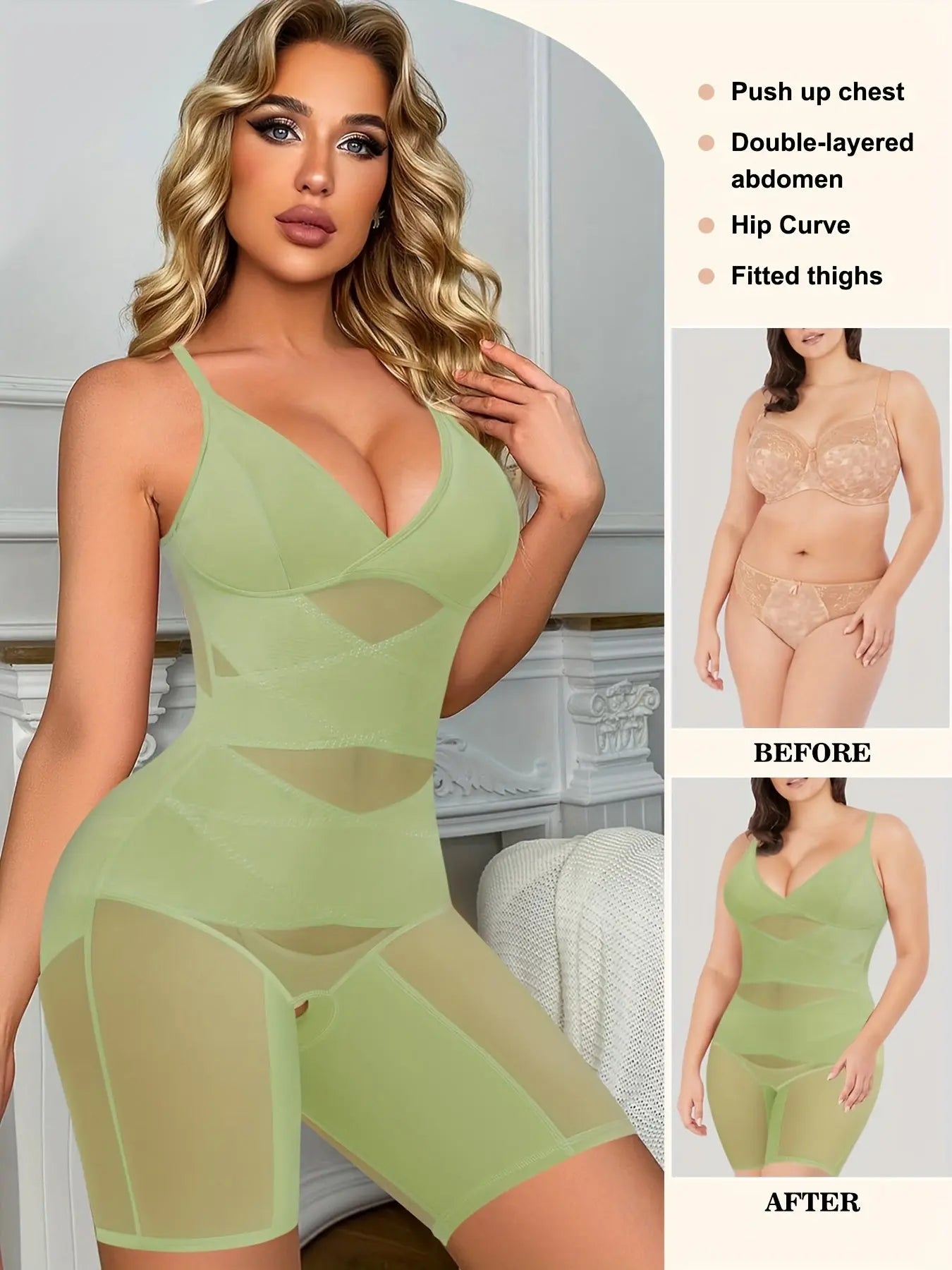 Women's V-Neck Body Shaper: Tummy Control, Butt Lifter, Thigh Slimmer MyFave Boutique