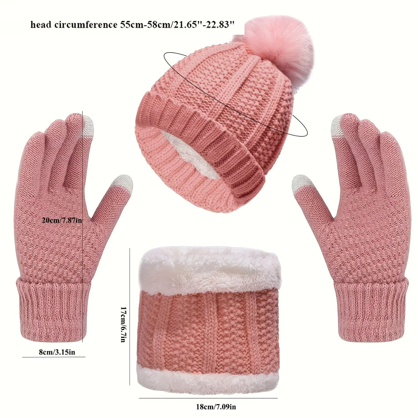 Women's Winter Warm Set: Knitted Beanie, Scarf, Gloves & Ear Cover for Christmas & Fall/Winter MyFave Boutique