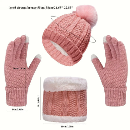 Women's Winter Warm Set: Knitted Beanie, Scarf, Gloves & Ear Cover for Christmas & Fall/Winter MyFave Boutique