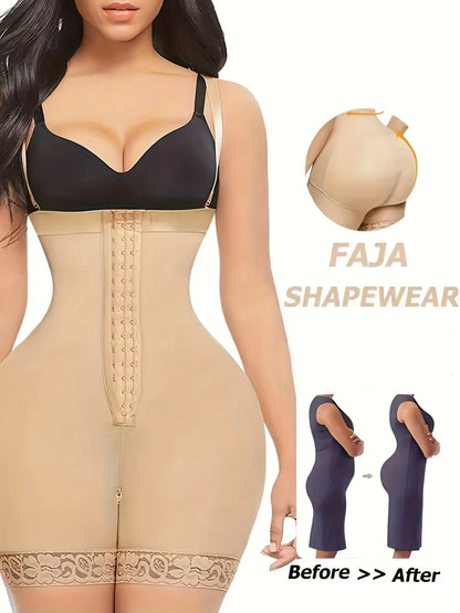 Women's Lace Trim Front Buckle Shapewear Romper with Tummy Control and Butt Lift MyFave Boutique