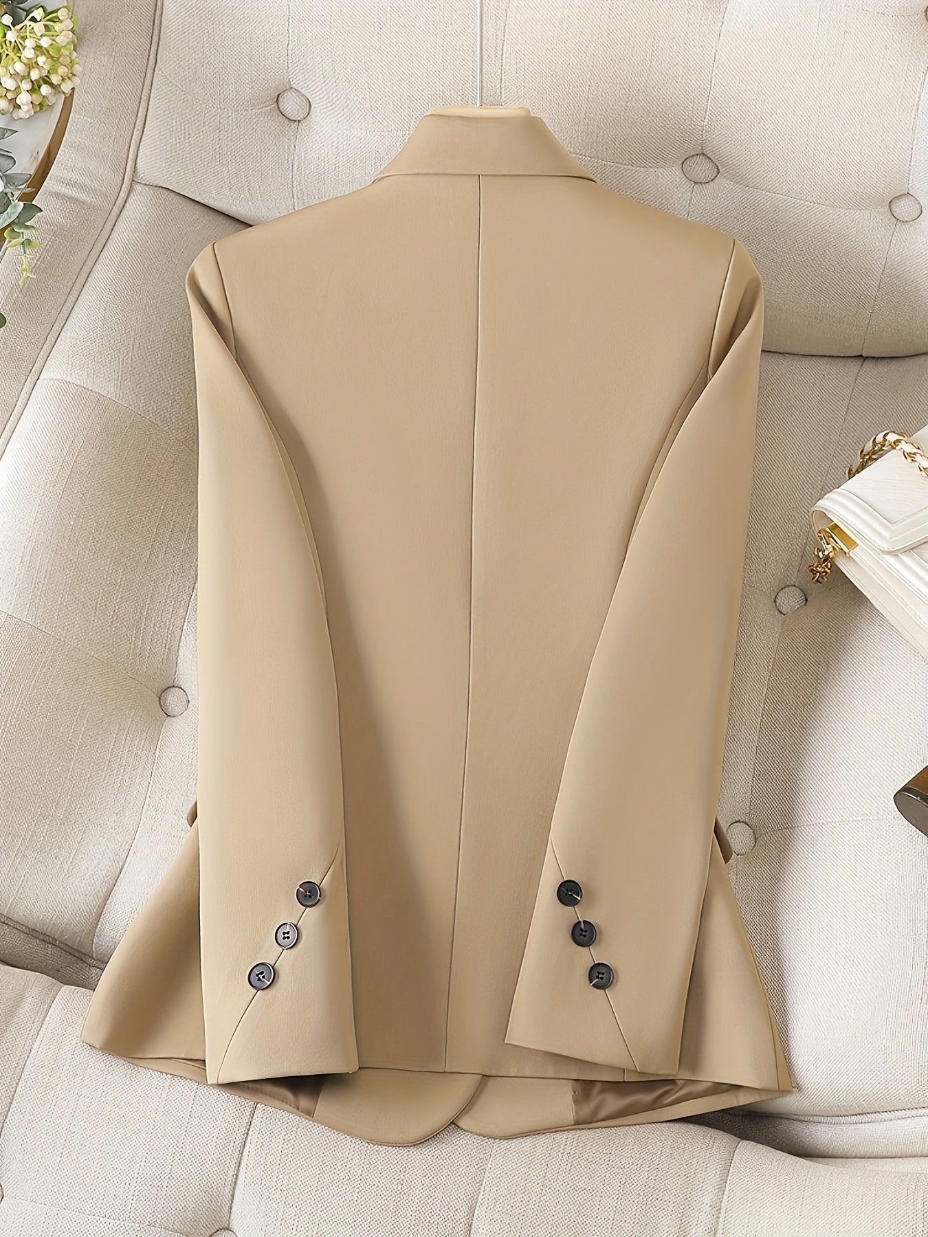 Notched Collar Button Front Blazer for Women, Elegant Long Sleeve Office Blazer MyFave Boutique