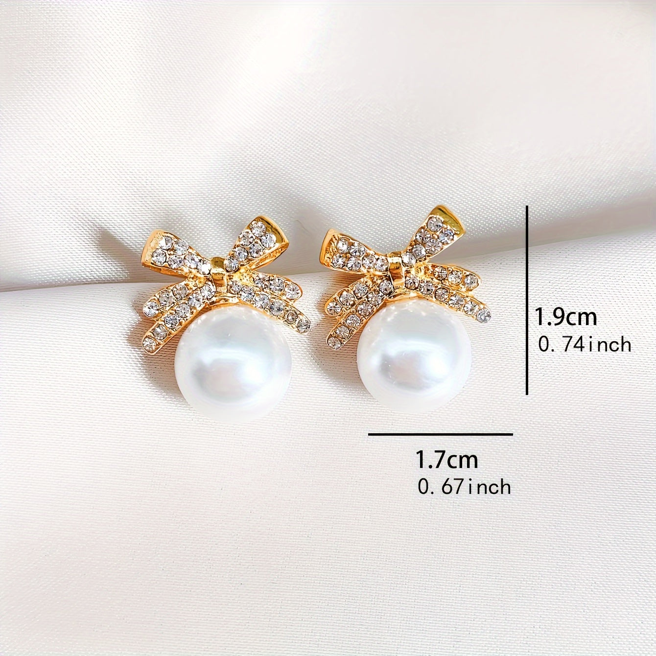 1 Pair Cute Bowknot With Pearl Stud Earrings Minimalist Vacation Party Style Zinc Alloy Faux Pearl Stud Earrings New Year Gift Ear Jewelry MyFave Boutique