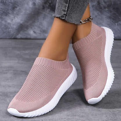 Women's Breathable Knitted Slip-On Sneakers, Casual Lightweight Walking Trainers MyFave Boutique