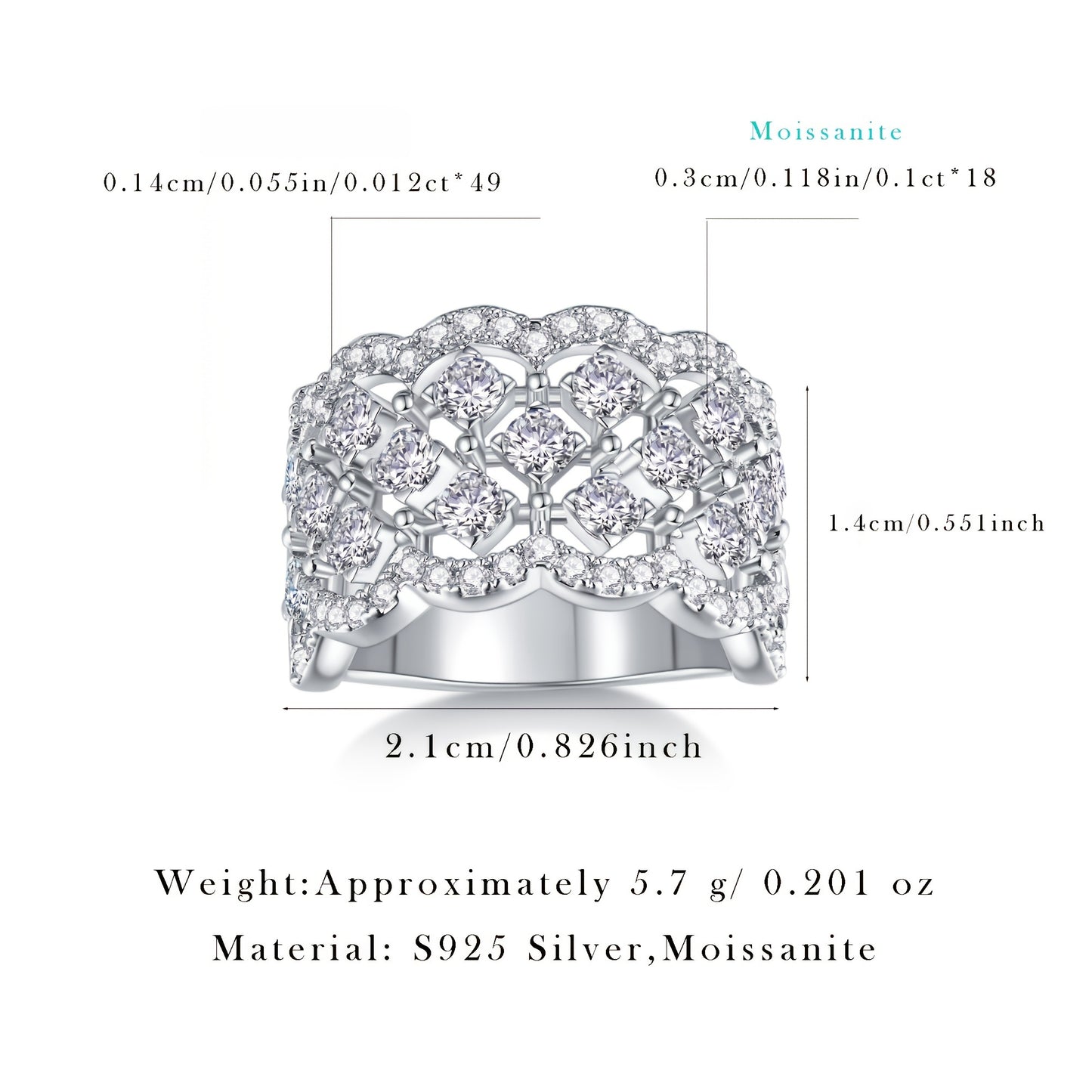 Sparkling Moissanite Inlaid Ting 925 Sterling Silver Hypoallergenic Jewelry For Women Wedding Engagement Ring MyFave Boutique