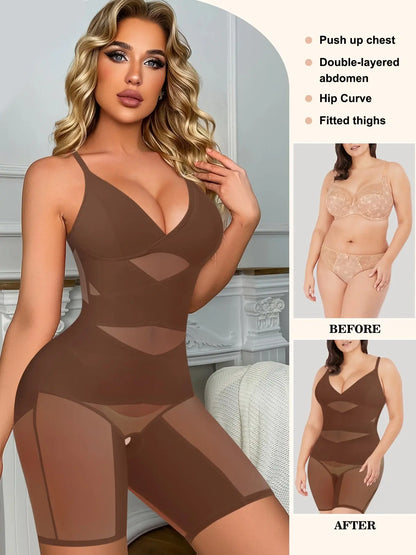 Women's V-Neck Body Shaper: Tummy Control, Butt Lifter, Thigh Slimmer MyFave Boutique