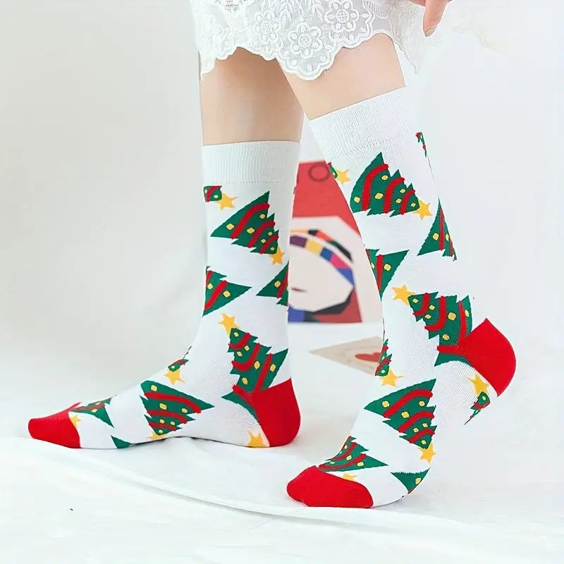 Random 12/20 Pairs Of New Autumn And Winter Thermal And Sweat-absorbing Santa Claus Cookie Cute Long Socks As A Christmas Gift For Family And Friends MyFave Boutique