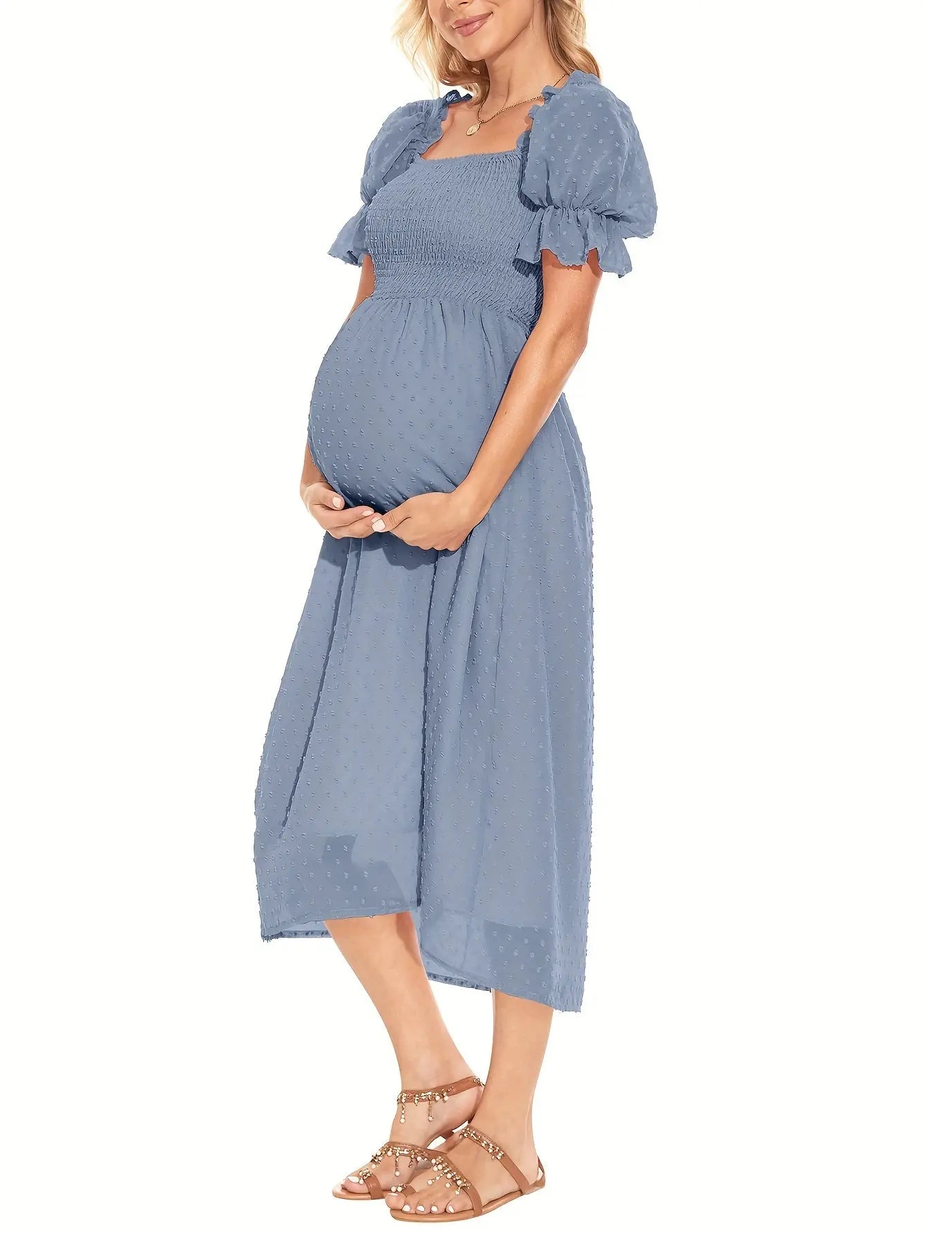 Plus Size Maternity Dress Maternity Dress For Baby Shower Maternity Dress For Photoshoot Gender Reveal Dress Puff Sleeve Maternity Dress Maxi Dress With Sleeves MyFave Boutique