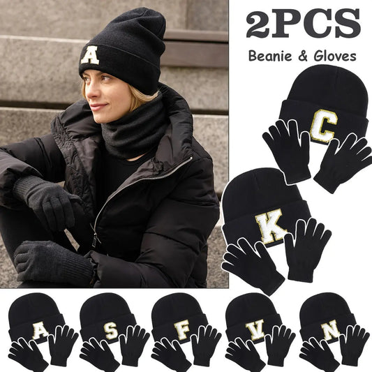 2-piece Unisex 2-Piece Knit Beanie & Gloves Set - Warm Acrylic Winter Accessories for Men & Women, High Stretch, Dry Clean Only MyFave Boutique