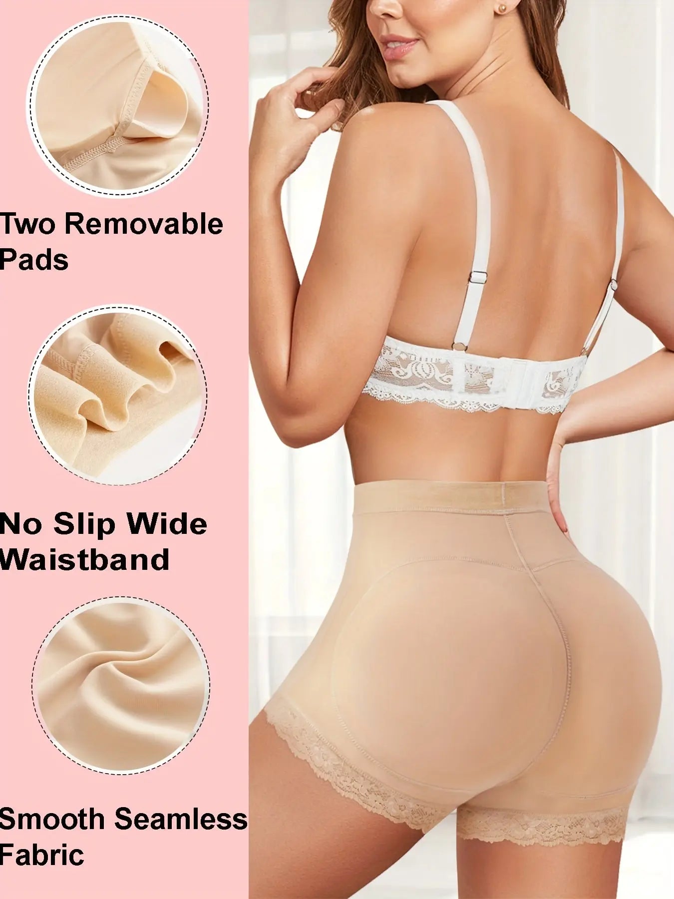 Lace Trim Shaping Shorts, Comfy Tummy Control Butt Lifting Zip Up Shaper, Women's Lingerie & Shapewear MyFave Boutique