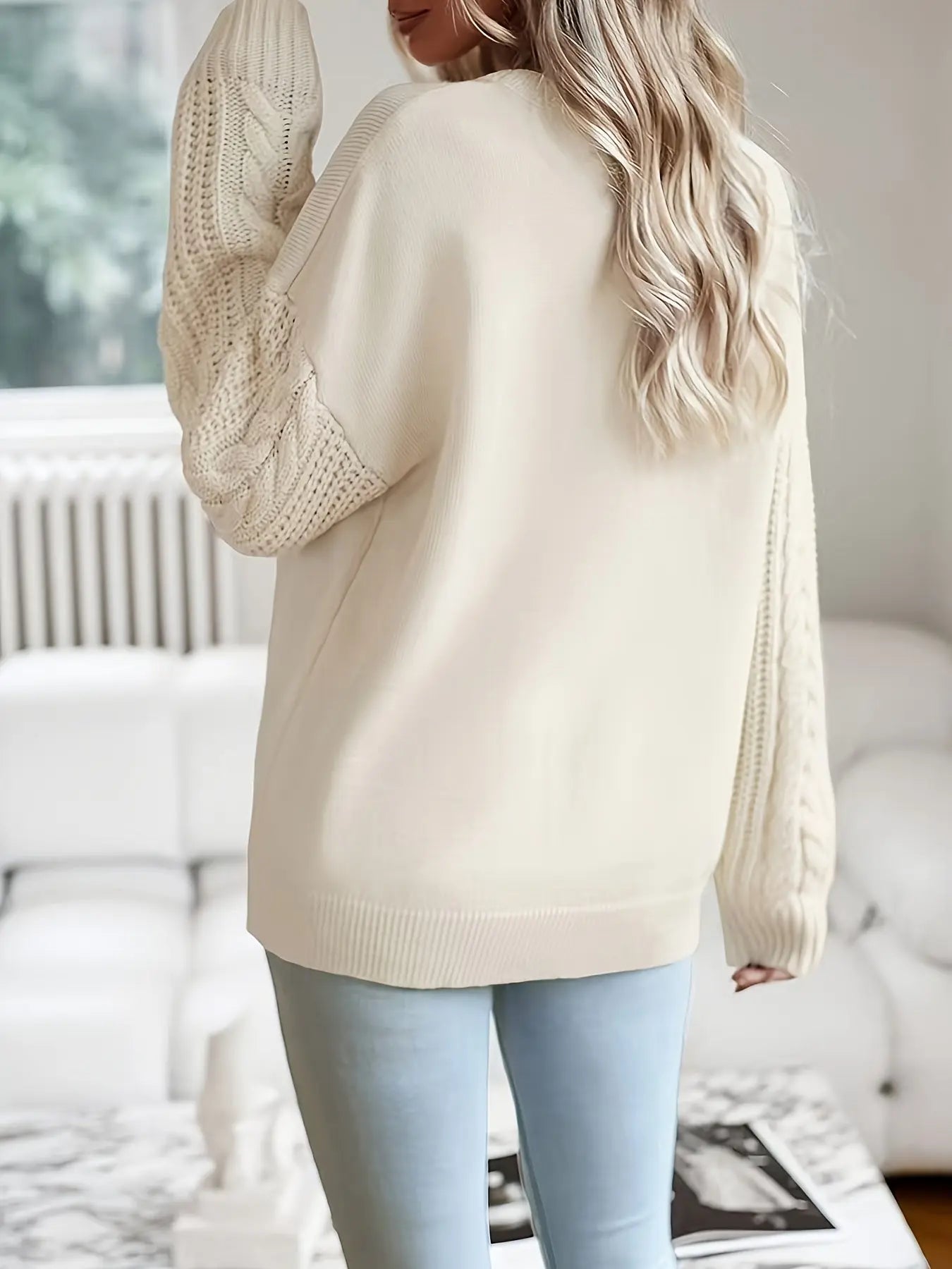 Cozy Chic Cable Knit Sweater for Women - Soft, Long Sleeve, Round Neck Pullover with Festive Christmas & Letter Prints, Perfect for Fall and Winter Season, Casual Daily Wear, Holiday Gift Idea MyFave Boutique