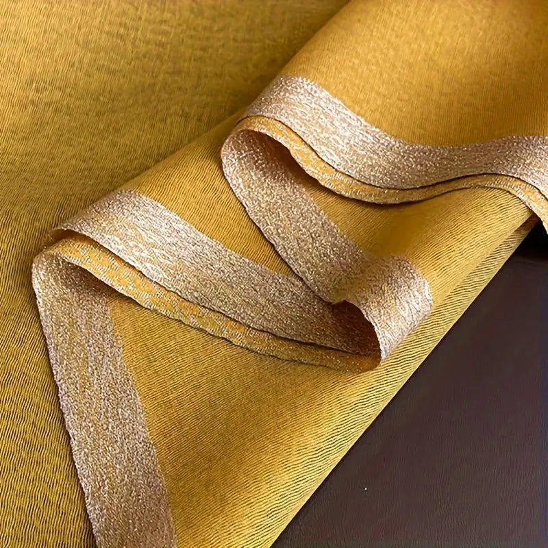 1pc Solid Golden Yellow Scarf with Shimmering Edges, Spring/Fall Polyester Sun Protection Warm Shawl, Fashion Versatile Casual Adult Daily Wear Accessory Gifts For Eid MyFave Boutique