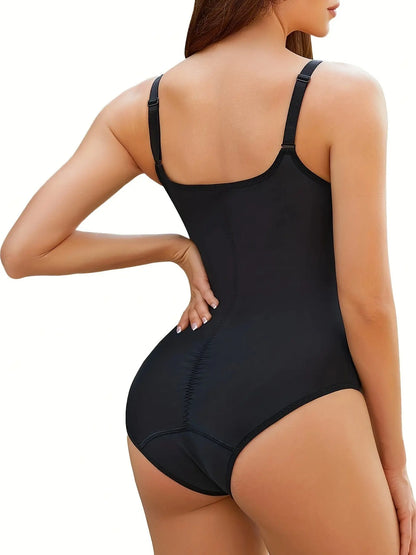 Contrast Lace Shaping Bodysuit, V Neck Sleeveless Slimming Body Shaper, Women's Underwear & Shapewear MyFave Boutique