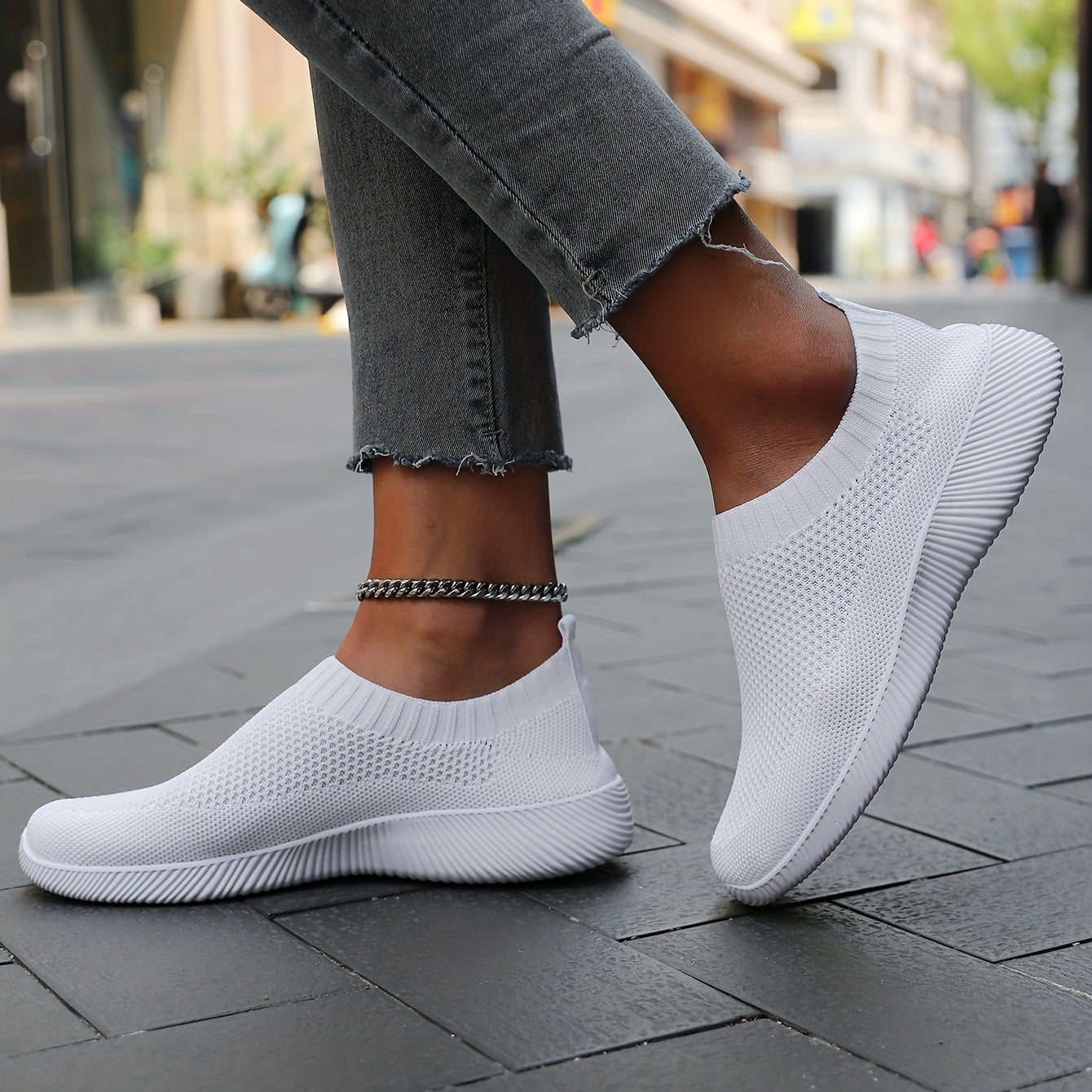 Women's Breathable Woven Slip-On Sneakers, Lightweight Low Top Running Shoes for Casual Outdoor Activities MyFave Boutique