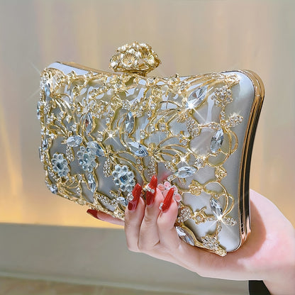 Luxurious Hollow-Out Clutch With Rhinestones, Elegant Evening Handbag For Party And Banquets, Fashionable Crossbody Bag For Women MyFave Boutique