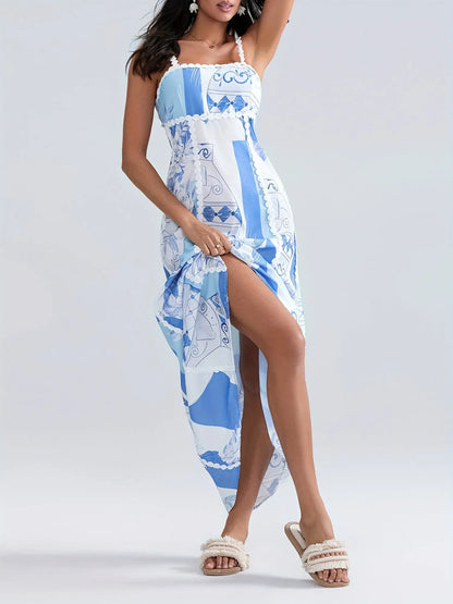 Women's Vintage Floral Print Sleeveless A-Line Dress - Perfect for Summer Vacation and Beach Wear MyFave Boutique