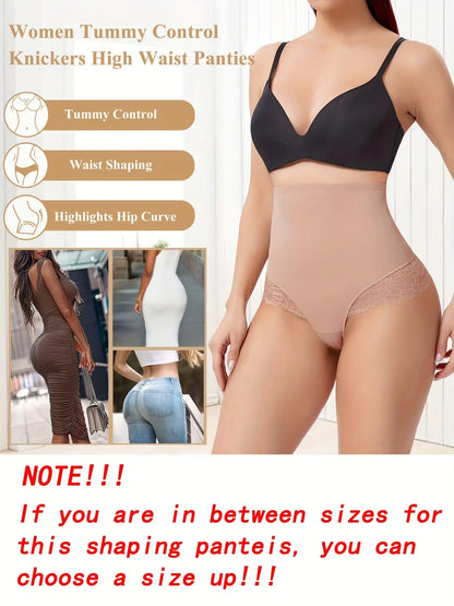 High-Waisted Lace Shaping Thong with Tummy Control, Women's Compression Panties for Slimmer Look MyFave Boutique