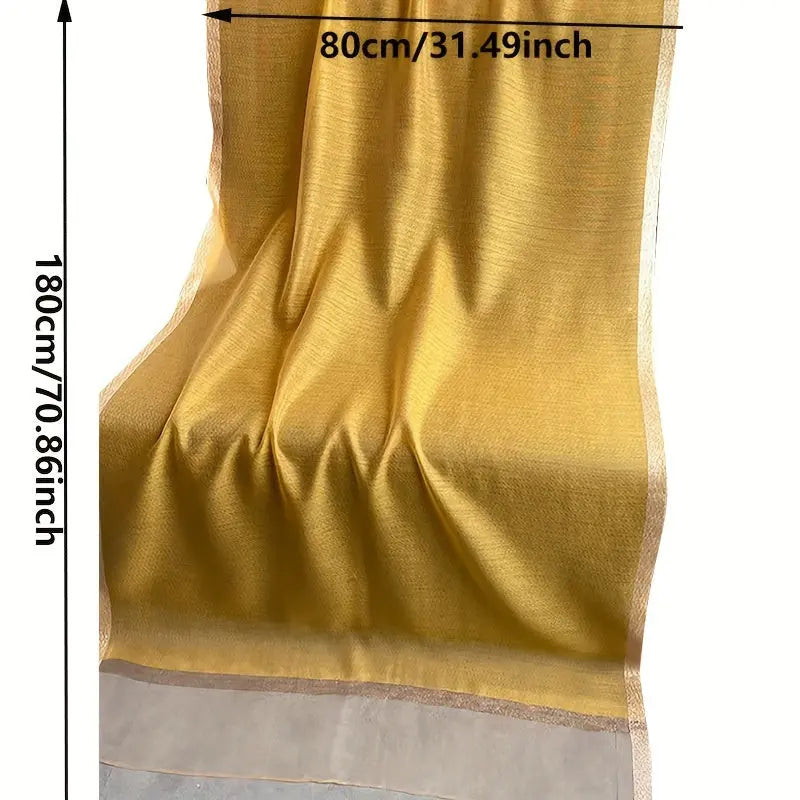 1pc Solid Golden Yellow Scarf with Shimmering Edges, Spring/Fall Polyester Sun Protection Warm Shawl, Fashion Versatile Casual Adult Daily Wear Accessory Gifts For Eid MyFave Boutique