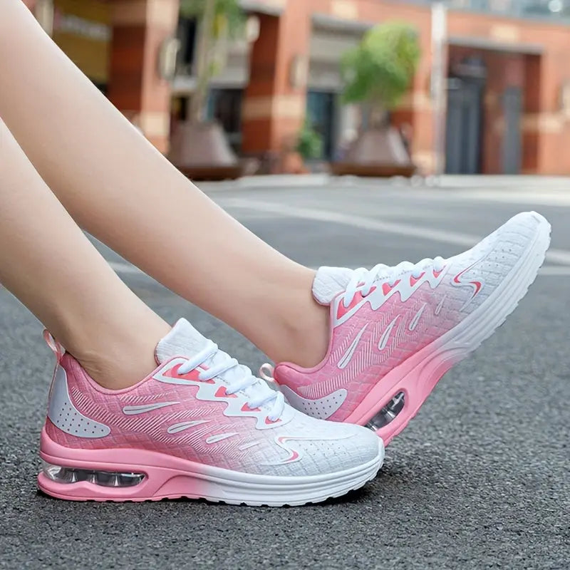 Women's Ombre Lace-Up Running Sneakers with Air Cushioning and Breathable Mesh for Walking and Casual Wear MyFave Boutique