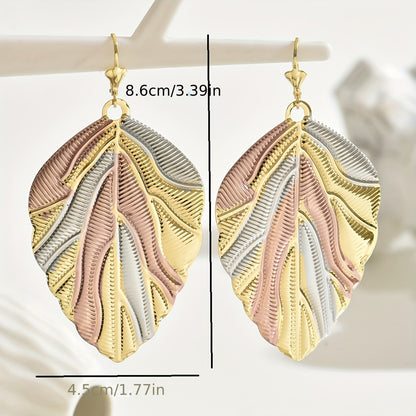 Vintage Leaf-Texture Hoop Earrings for Women - 18K Plated, Iron Crafted, No Gemstones, Stylish & Elegant Design for Parties and Vacation - One Pair MyFave Boutique