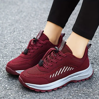 Women's Non-slip Outdoor Sporty Mesh Sneakers, Soft Sole Lace Up Athletic Sneakers, Breathable Walking Shoes MyFave Boutique