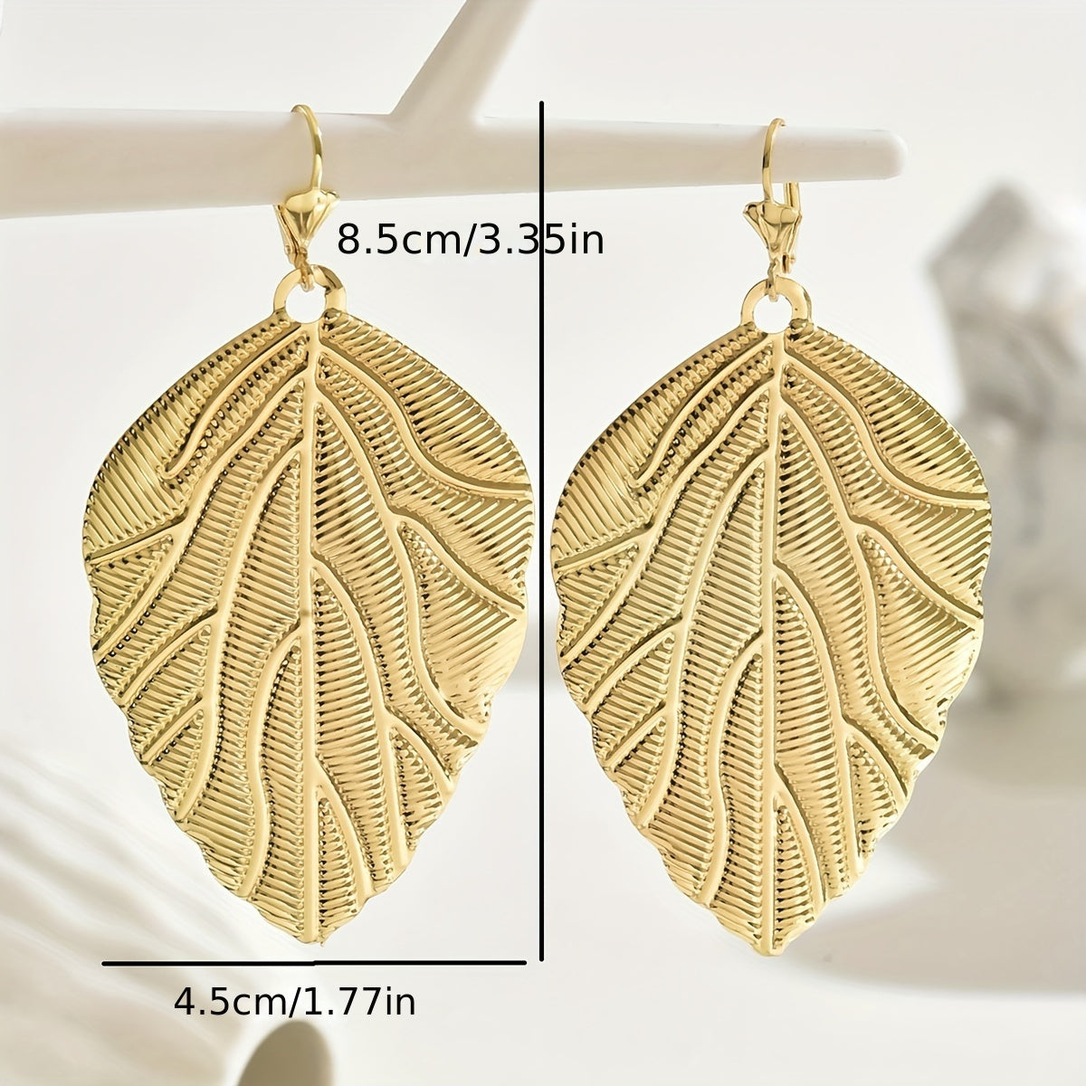 Vintage Leaf-Texture Hoop Earrings for Women - 18K Plated, Iron Crafted, No Gemstones, Stylish & Elegant Design for Parties and Vacation - One Pair MyFave Boutique