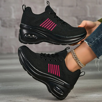 Women's Breathable Knit Chunky Sneakers, Casual Lace Up Outdoor Shoes, Comfortable Low Top Sport Shoes MyFave Boutique