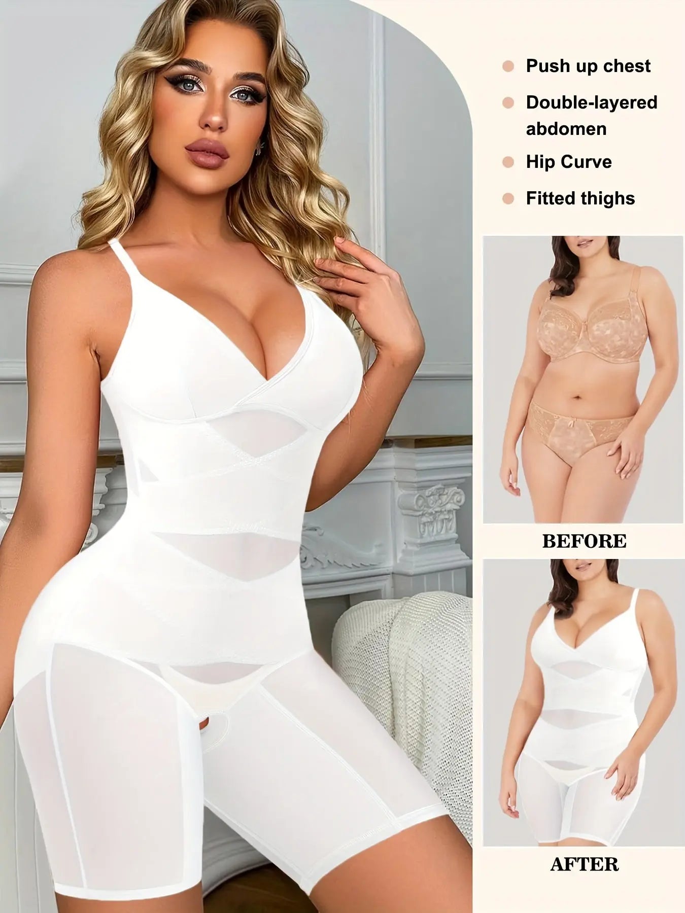 Women's V-Neck Body Shaper: Tummy Control, Butt Lifter, Thigh Slimmer MyFave Boutique