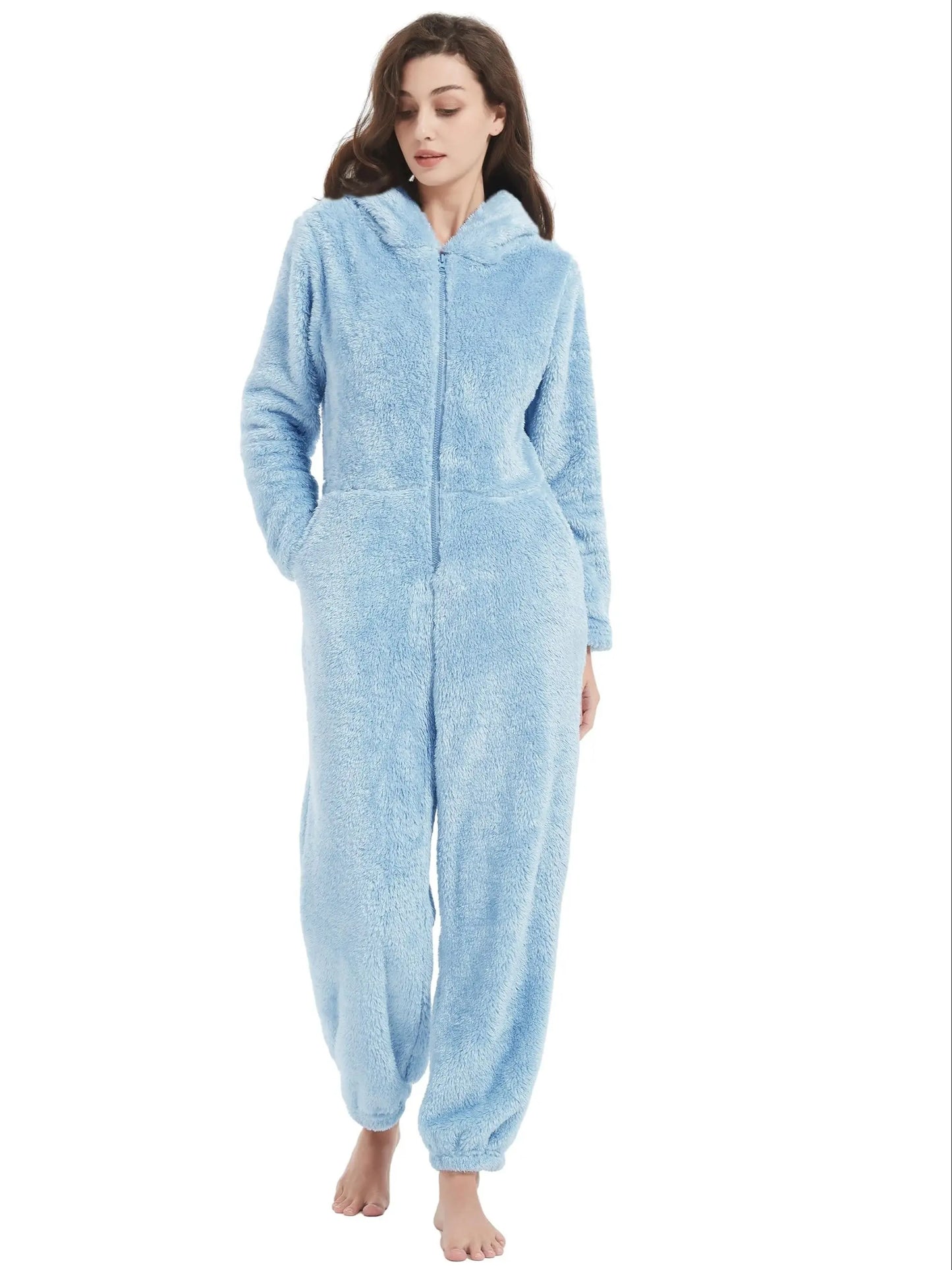 Womens Onesies Pajamas One-Piece Hooded Adult Pajama Jumpsuit Winter Fuzzy Sleepwear MyFave Boutique