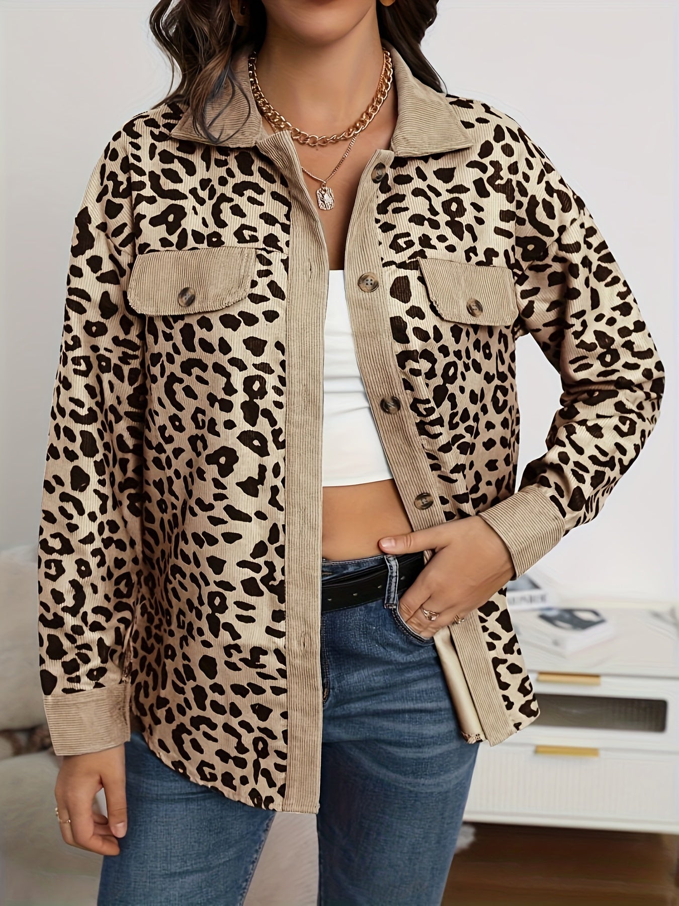 Leopard Print Long Sleeve Women's Shirt MyFave Boutique