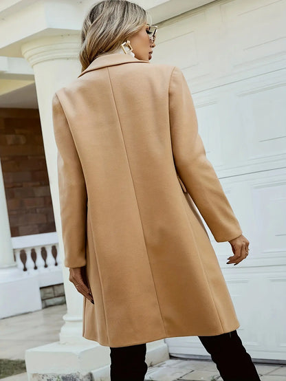 Women's Double-Breasted Wool Overcoat, Elegant Long Sleeve Winter Warm Coat MyFave Boutique