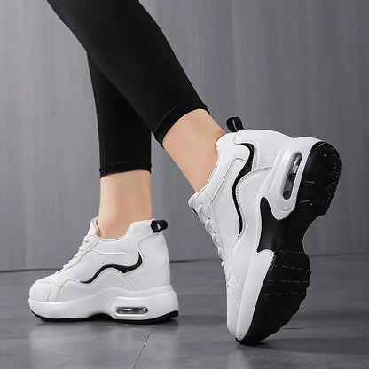 Women's Air Cushion Lace-Up Height Increasing Sneakers, All-Match Running Sports Shoes MyFave Boutique