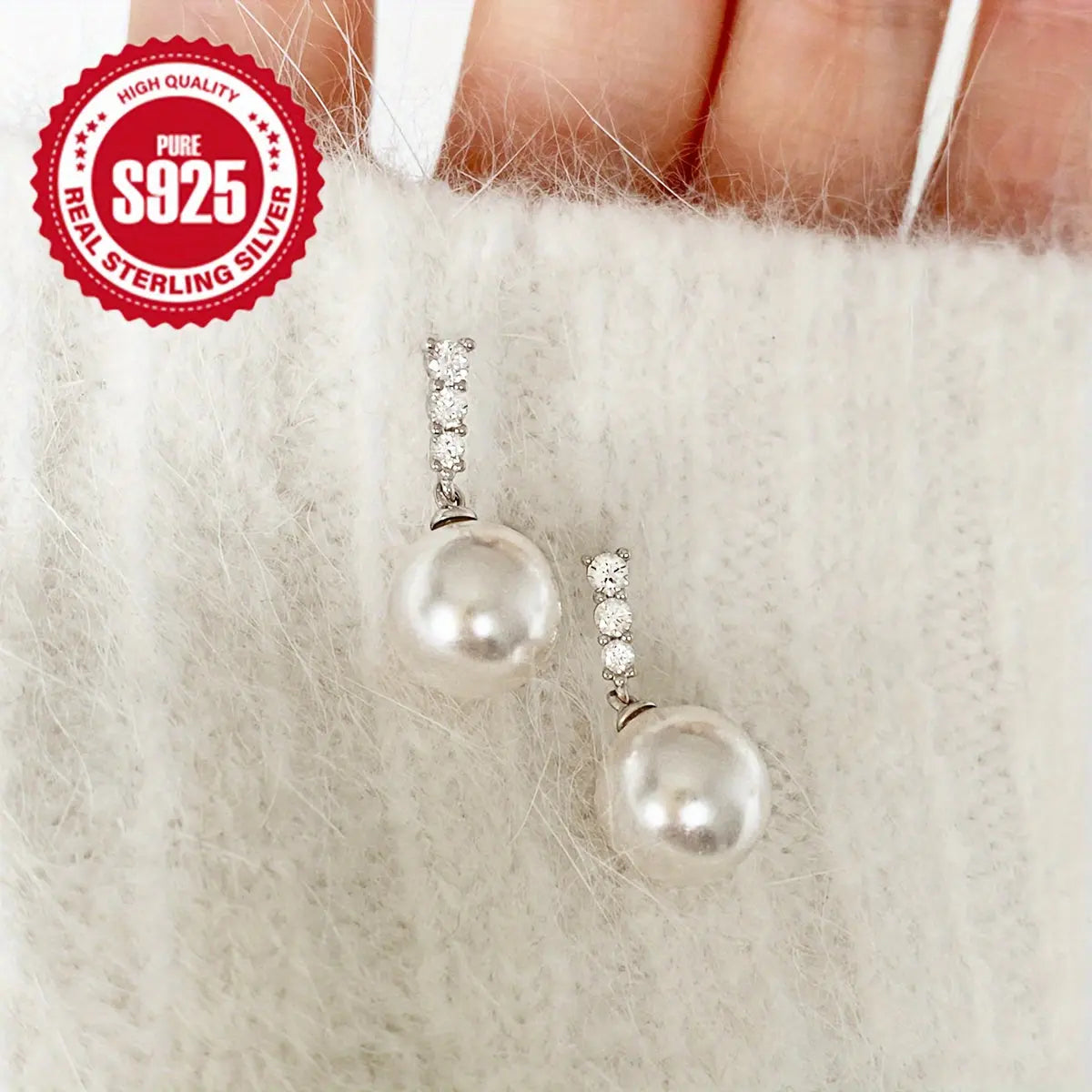 925 Silver Shell Pearls Pendant Dangle Earrings Elegant Unique Ear Piercing Jewelry Decoration Daily Wear MyFave Boutique