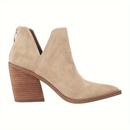 Fashionable Women's Pointed Ankle Boots with Hollow Out Design and Side Zipper MyFave Boutique