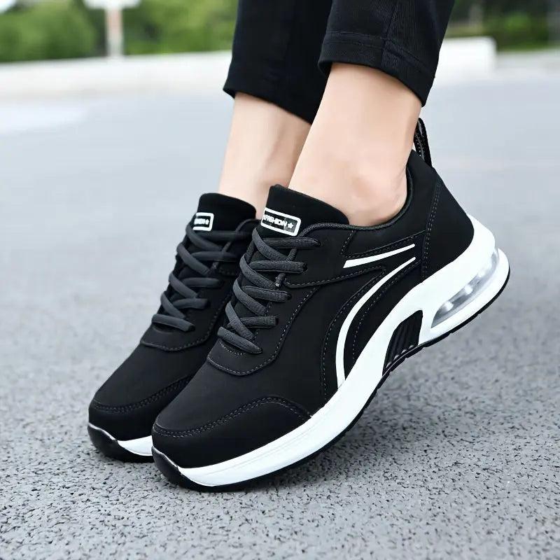 Women's Non-slip And Wear Resistant Air Cushion Running Shoes, Lace Up Fashion Casual Travel Shoes, Waterproof Lightweight Shock Absorption Sneakers MyFave Boutique