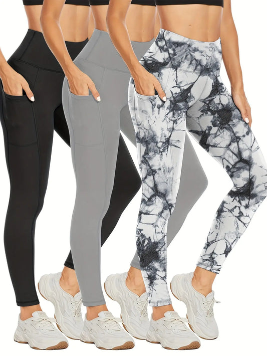 3 Pack High Waist Tummy Control Leggings for Workout, Yoga, Running, and Fitness MyFave Boutique