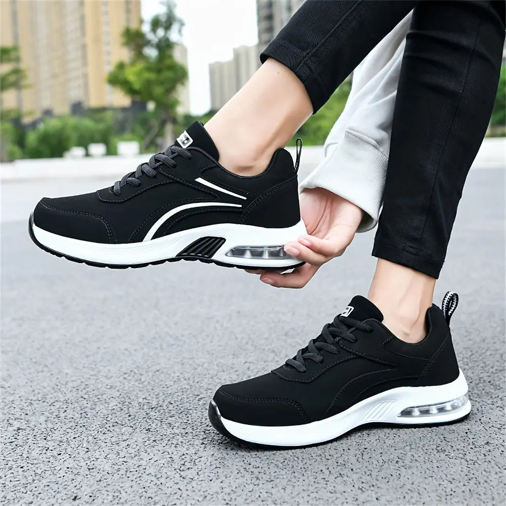 Trendy Air Cushion Non-slip Wear Resistant Running Shoes, Lace Up Fashion Casual Travel Shoes, Waterproof Lightweight Shock Absorption Sneakers Couple Shoes MyFave Boutique