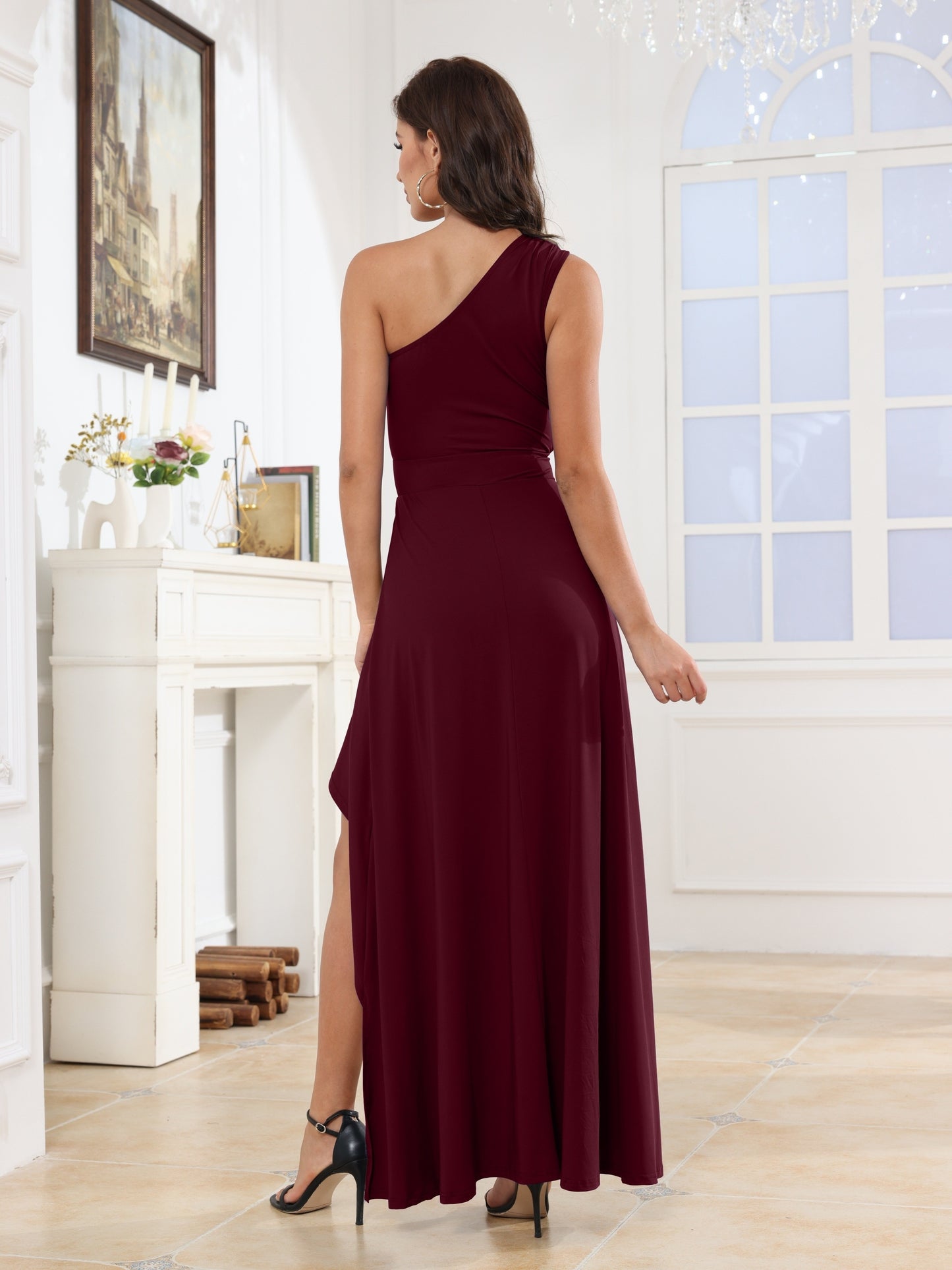 Elegant Sexy Women's One Shoulder Sleeveless Irregular Hem Maxi Dress MyFave Boutique