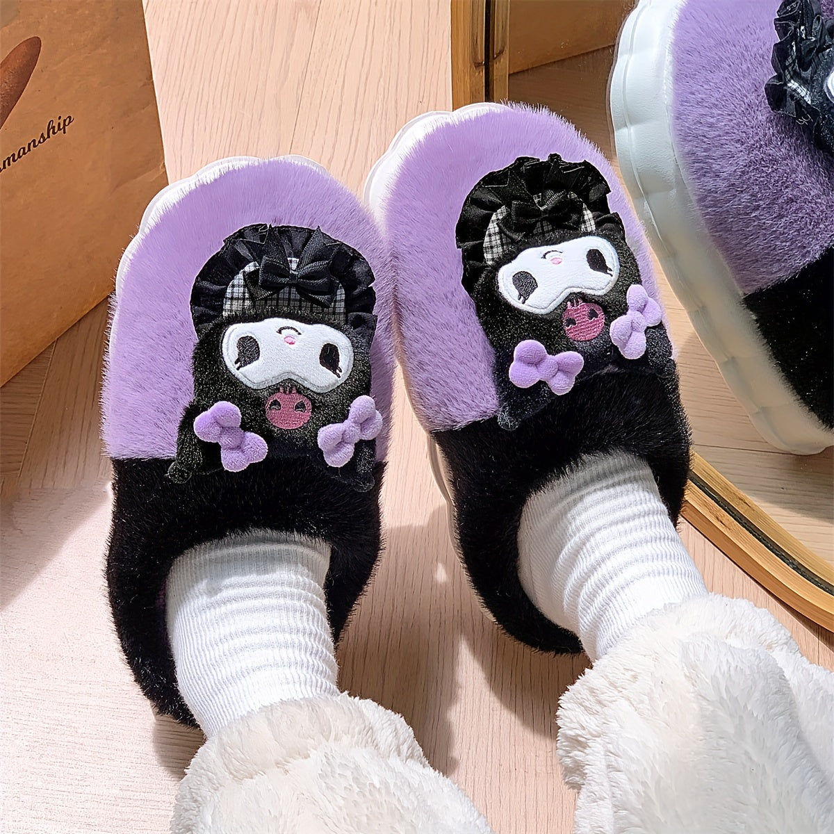 Sanrio Cute Cartoon Kitty Cat Comfortable Closed Toe Autumn Winter Ladies Slippers Indoor Casual Warm Non-slip Plush Shoes MyFave Boutique