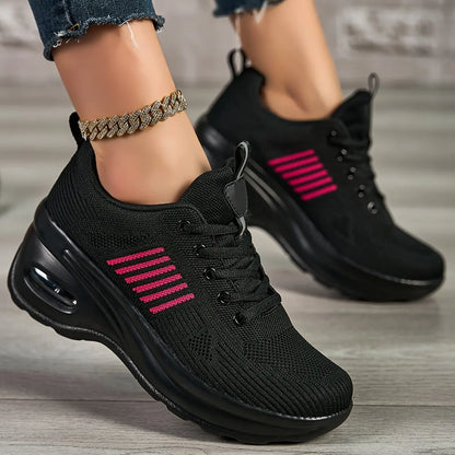 Women's Breathable Knit Chunky Sneakers, Casual Lace Up Outdoor Shoes, Comfortable Low Top Sport Shoes MyFave Boutique