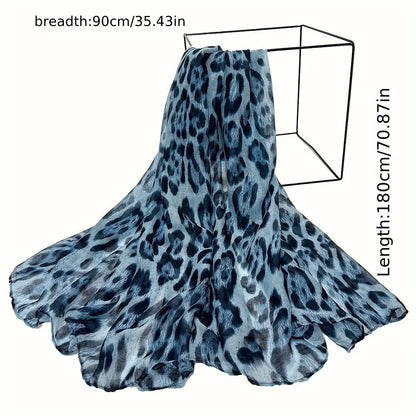 100% Polyester Mature Style Leopard Print Scarf for Women - Windproof, Yarn-Dyed, Printed Fashion Accessory for Going Out - Hand Wash or Dry Clean Only - Inelastic Wrap Shawl MyFave Boutique