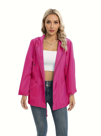 Women's Lightweight Waterproof Jacket, Suitable For Hiking And Outdoor Activities With A Casual Style, Zippers, And Drawstring Jacket MyFave Boutique