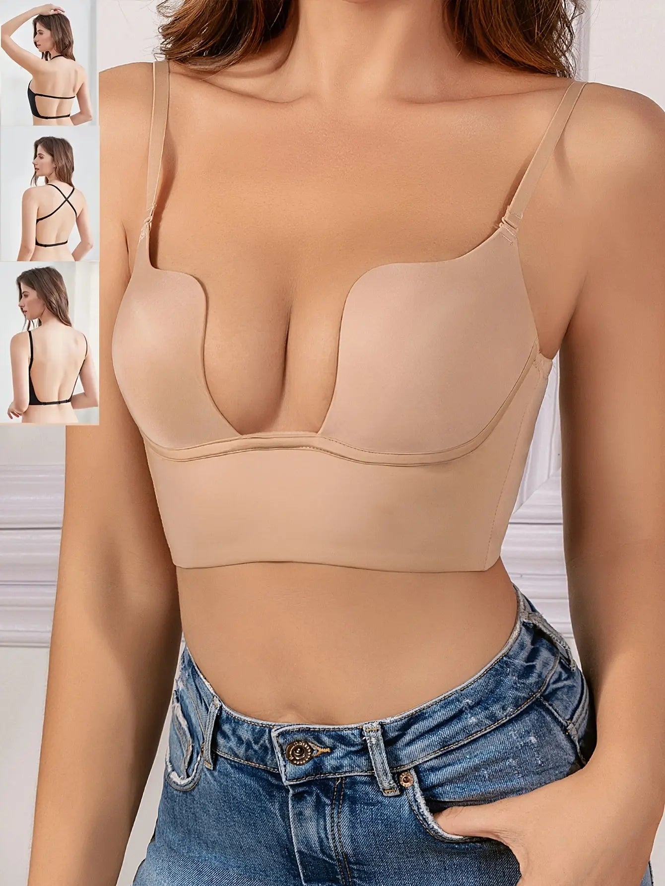 Scoop Neck Push Up Bra, Breathable Stretch T-Shirt Bra for Women MyFave Boutique